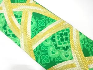 組紐に華紋・花蜀江模様織り出し　袋帯